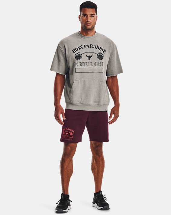 Men's Project Rock Iron Paradise Heavyweight Terry Crew in Gray image number 2